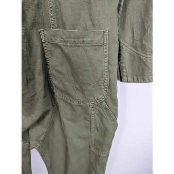 Sandrine Rose X Free People Cotton Lined Green Denim Coverall Jumpsuit Relaxed M - Picture 8 of 12